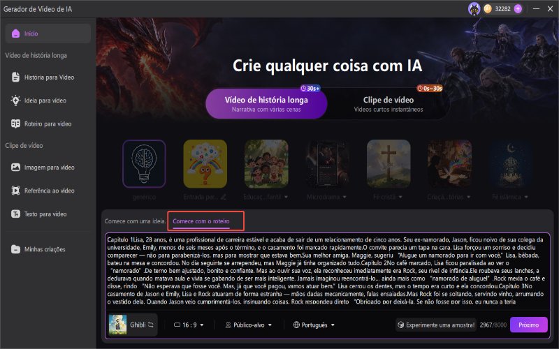 insira o roteiro da história