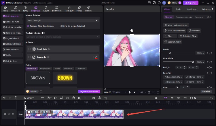 importar arquivo de vídeo para o edimakor
