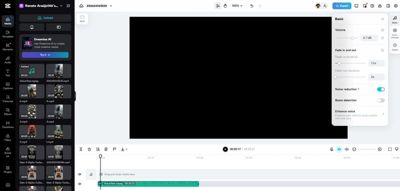 fazer voz de cinema CapCut