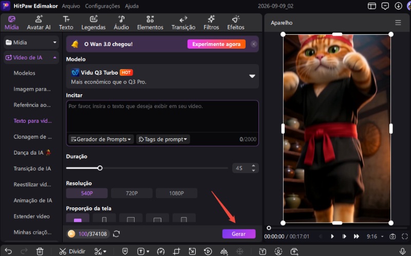 Gere e baixe o vídeo