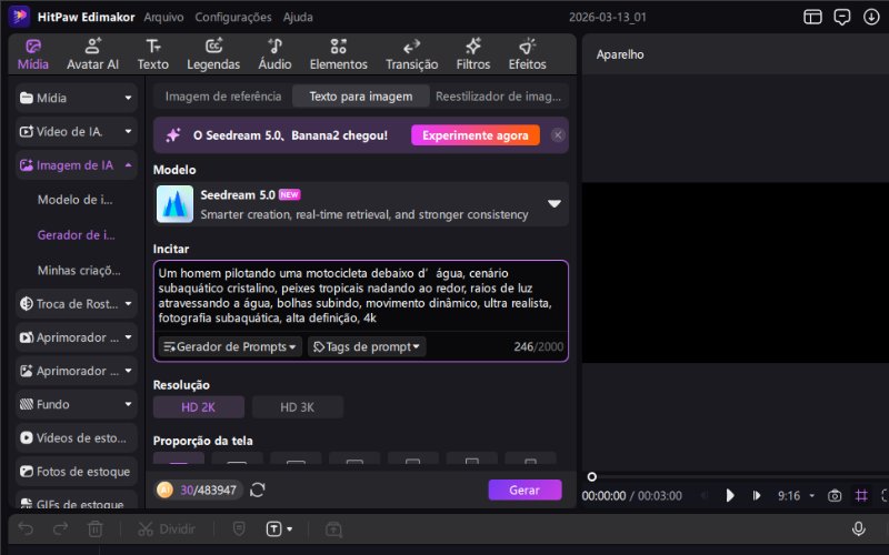 Editor de fotos subaquáticas com IA