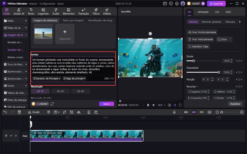 Cena subaquática com IA