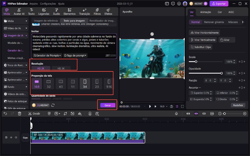 Vídeo subaquático com IA