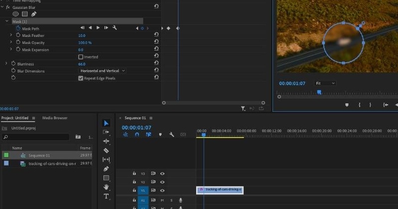Interface do Premiere Pro mostrando onde ajustar a visualização