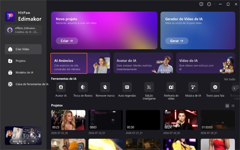 melhores serviços de criação de vídeos UGC interface de clonagem de anúncios edimakor