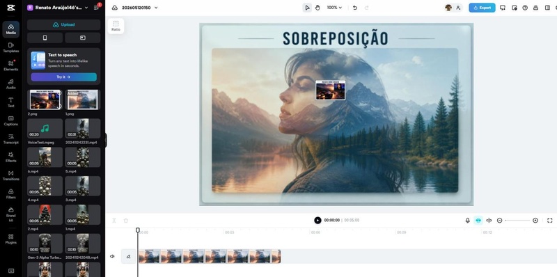 capcut imagem sobreposta