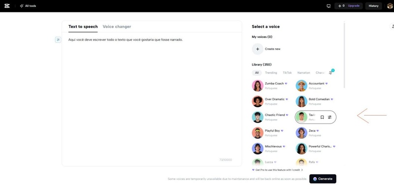 escolher voz portugues