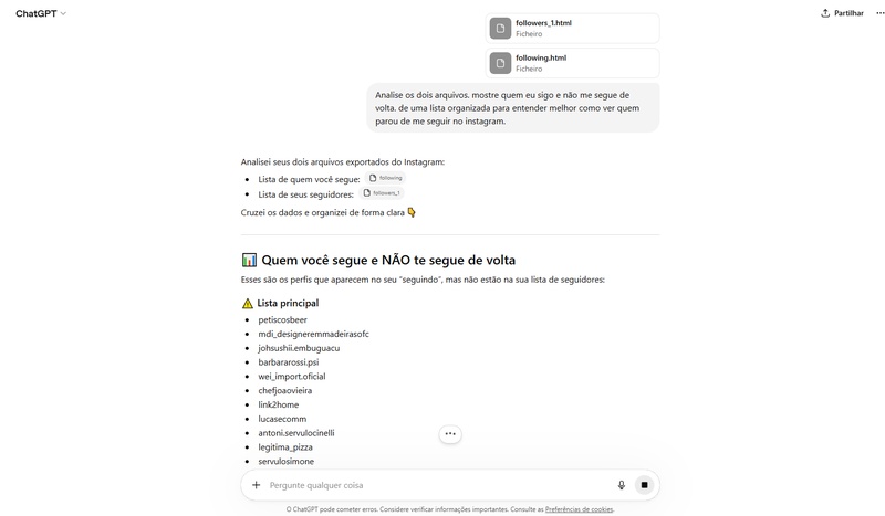 comparar seguidores chatgpt