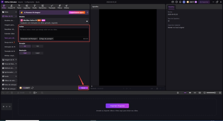 Gerador de Vídeos de Páscoa Insira Seu Prompt e Clique em Gerar
