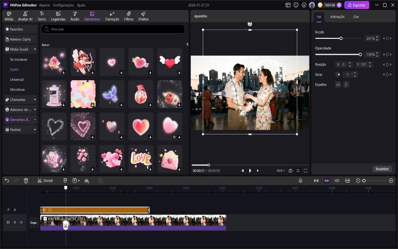 edimakor edit ai vídeo de beijo