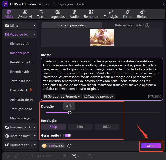 edimakor vídeo de ia passo 4