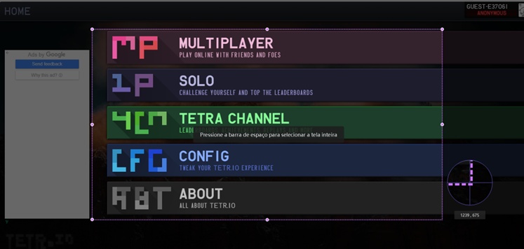 selecionar area tela