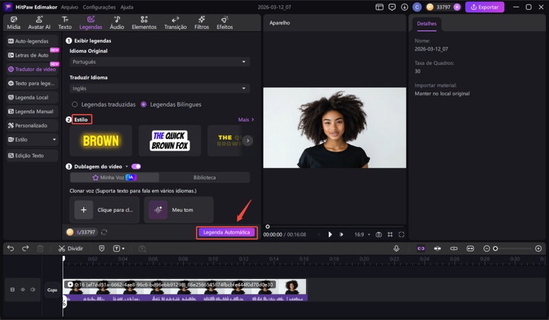 gerar legendas automáticas no edimakor