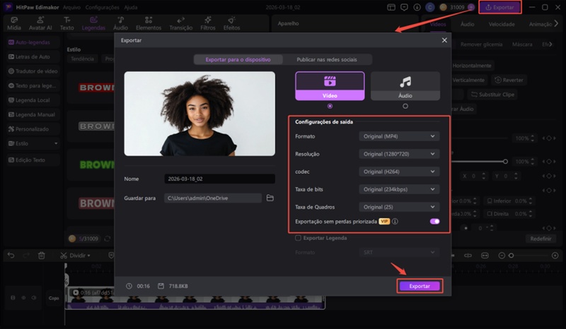 ajustar tamanho do vídeo