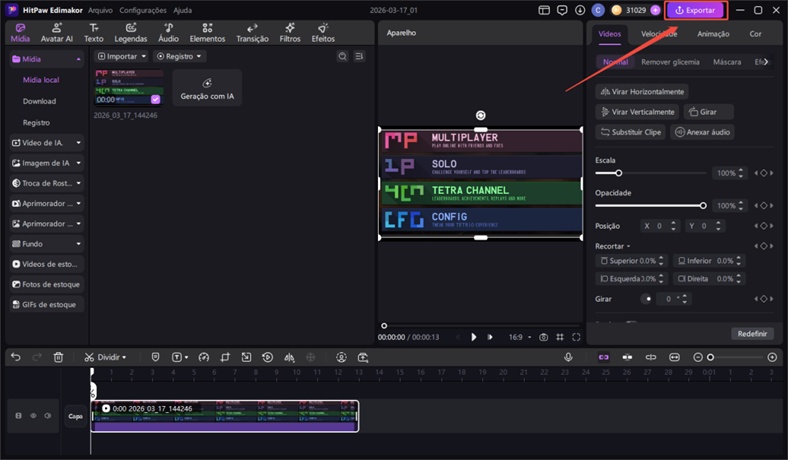exportar video gravado