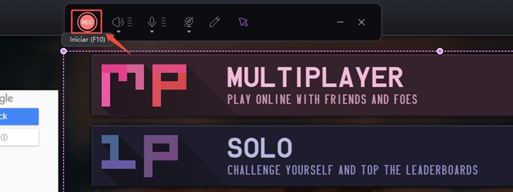 iniciar gravação jogo