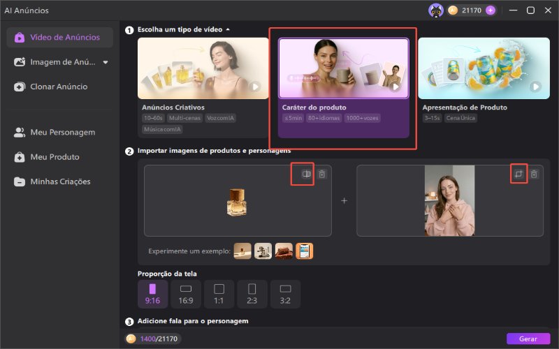 upload de imagens de personagens de produtos edimakor
