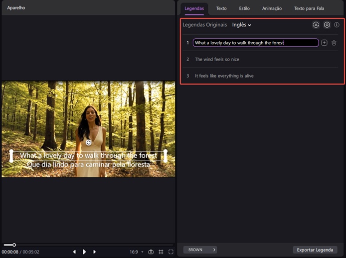visualizar legenda automática no painel