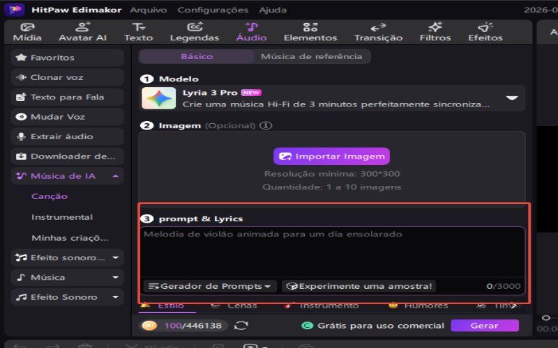 Geração de Letras do Gerador de Músicas da Copa do Mundo Edimakor