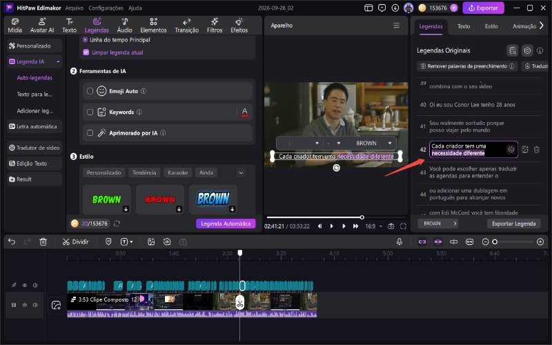 editar as legendas traduzidas