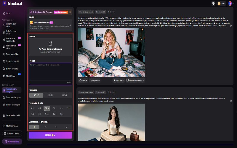 Inserindo prompts e ajustando as configurações
