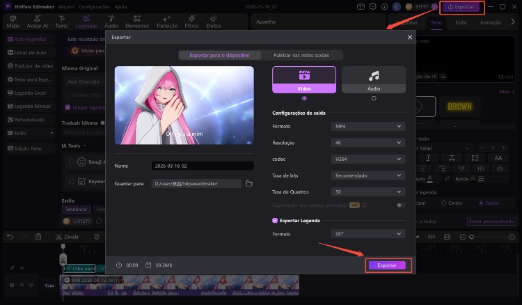 exportar arquivo do edimakor