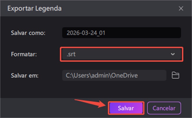 salvar legenda srt