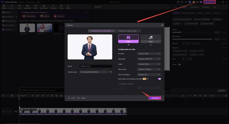 exportar video edimakor