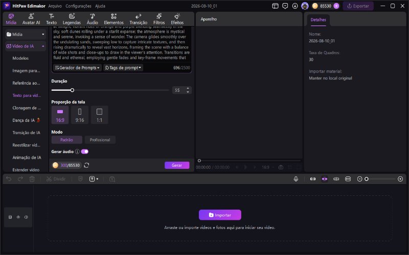 Finalizar configurações de vídeo com IA