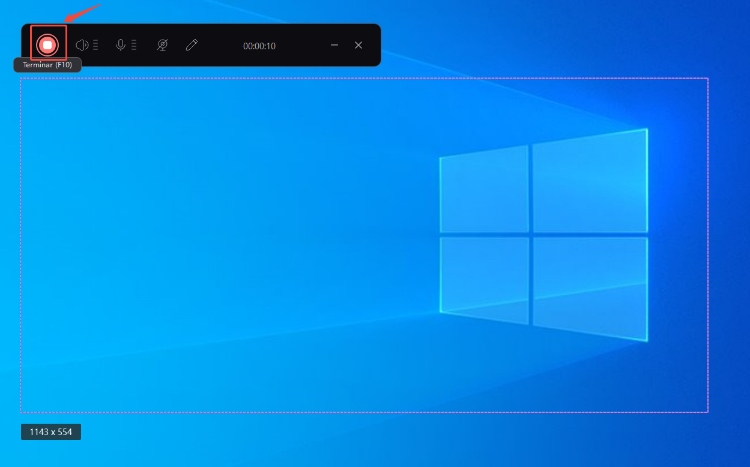 terminar a gravação de tela