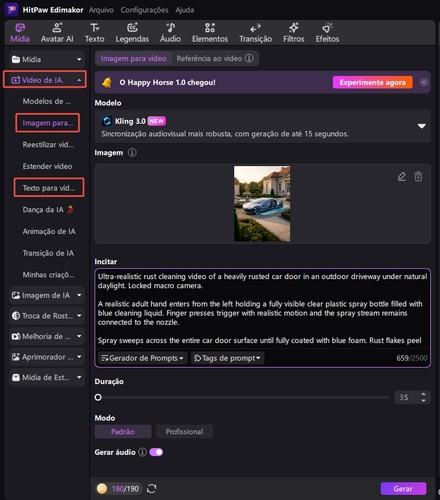 gerar vídeos gratuitos para uso comercial passo 1