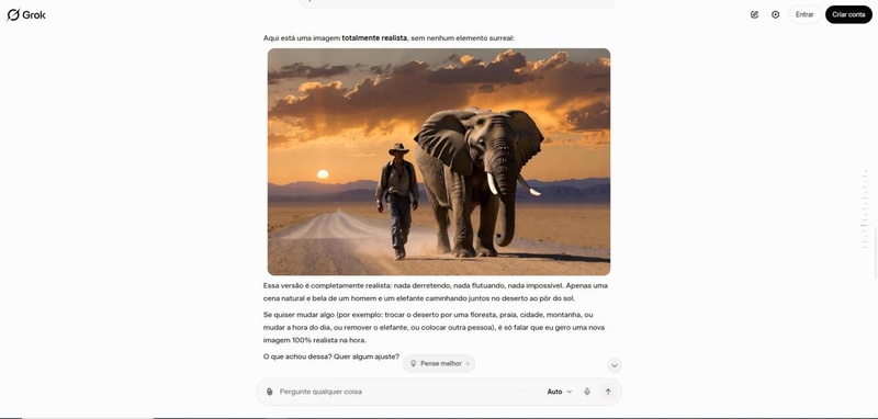 interface de imagem do grok ai