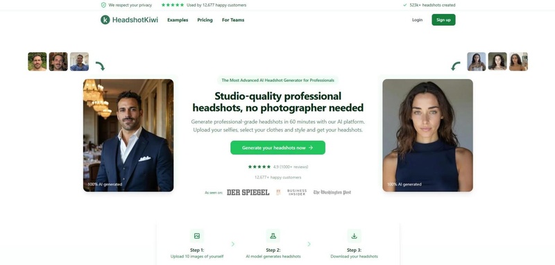 headshotkiwi gerando foto de perfil profissional