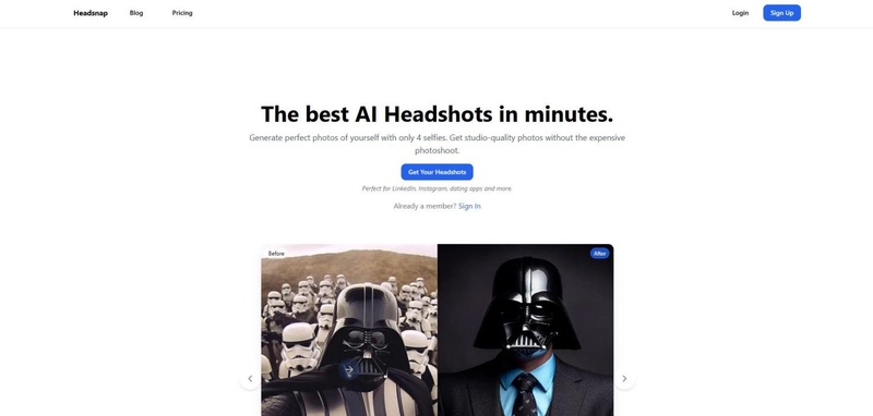 ferramenta headsnap gerando headshot profissional