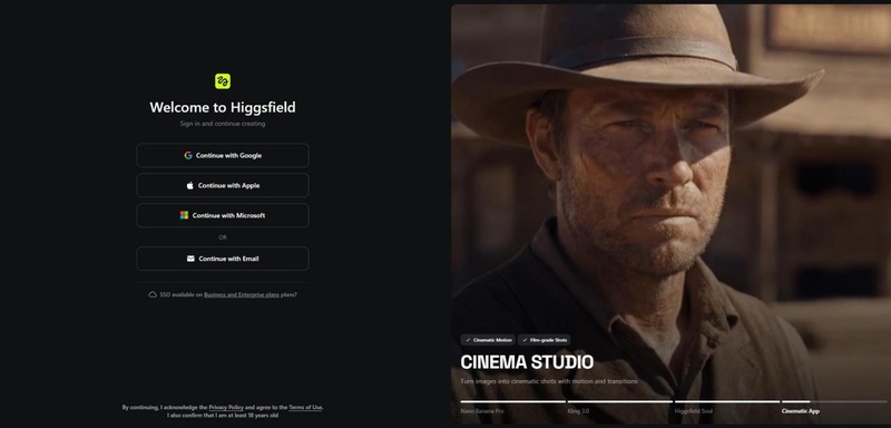 acesso higgsfield ai video