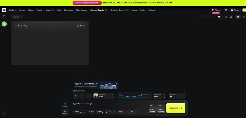 gerar higgsfield ai video