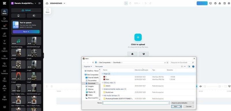 importar midia capcut