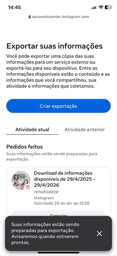 criar arquivo instagram