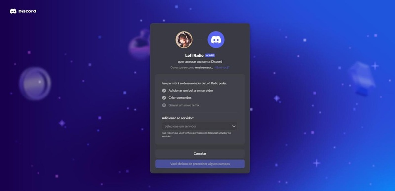 adicionar bot música discord