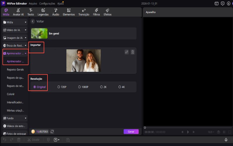 Faça upload de imagens ou vídeos.