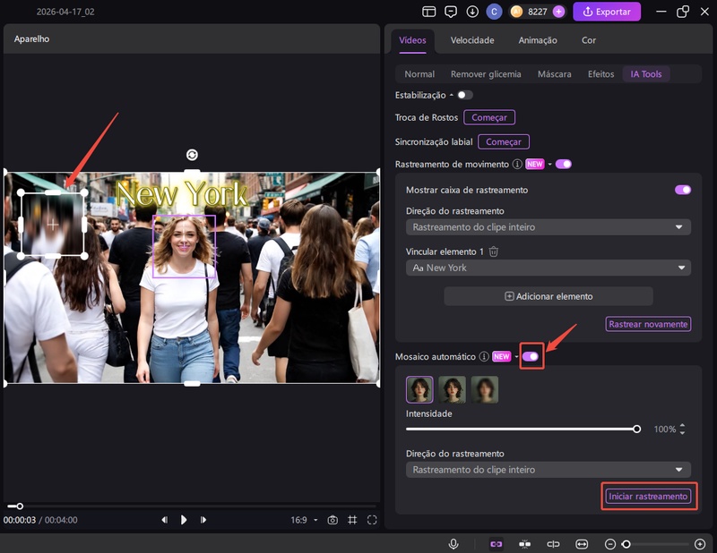 Rosto sendo desfocado automaticamente com IA