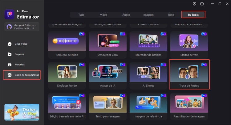 acesse a função de troca de rostos