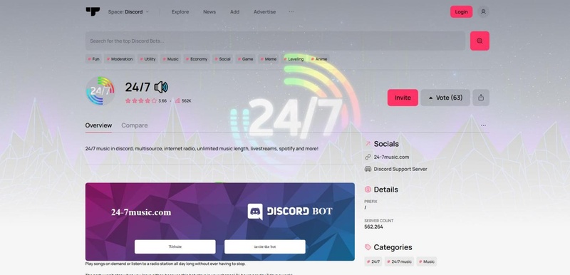 música discord 24 horas