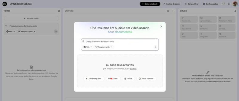 como usar notebooklm fontes