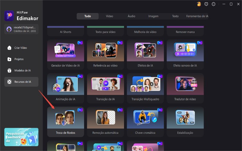 Abra a ferramenta Ai Swap do Edimakor na Toolbox