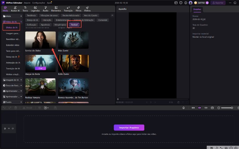 Opte pelo efeito de IA. Clique em Criar..Jpg