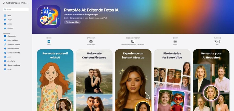plataforma photome criando foto de perfil com ia