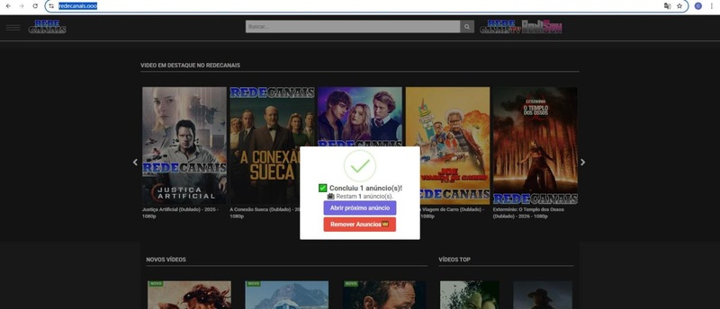 página inicial do redecanais