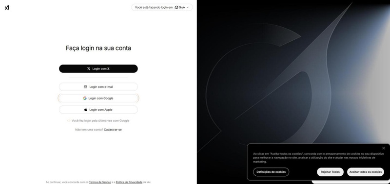 login grok novamente