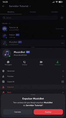 remover bot discord celular